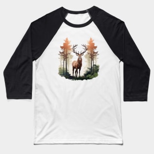 Deer And Forest Baseball T-Shirt